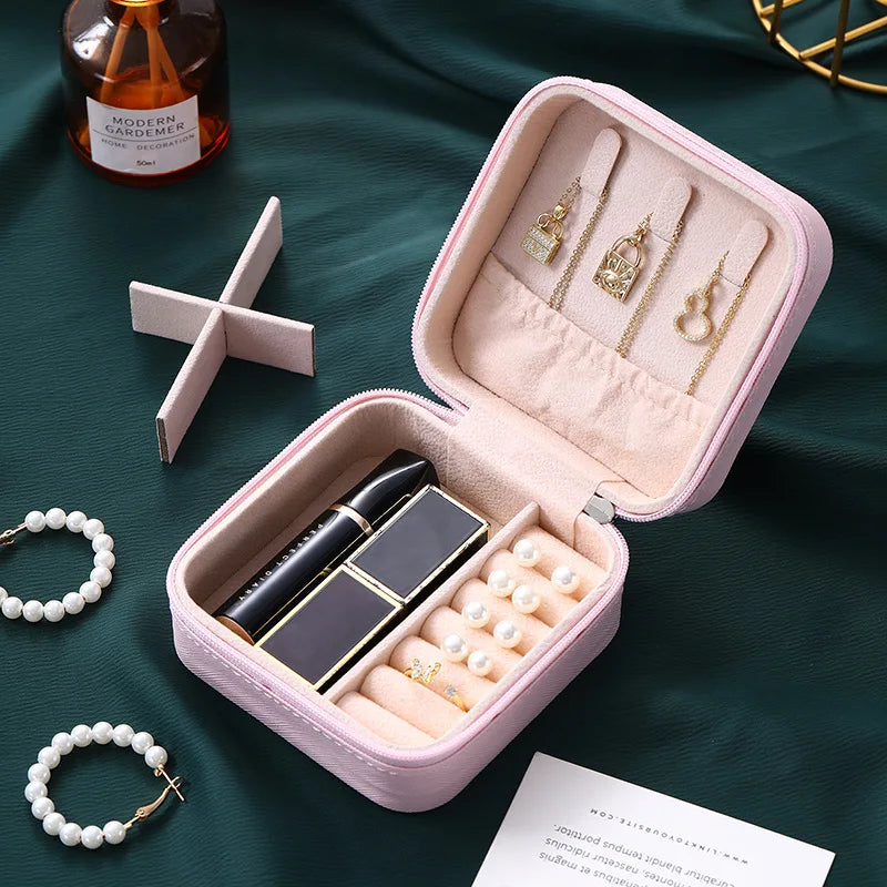 Simple Jewelry Box Wholesale Travel Portable Ring Necklace Earrings Studs Earrings Storage Box Jewelry Organizer